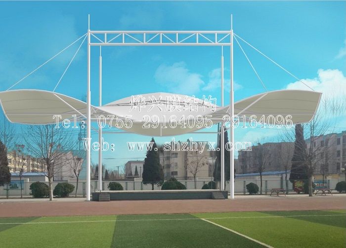 【小型膜結(jié)構(gòu)舞臺(tái)】廣東廣場景觀張拉膜表演舞臺(tái)